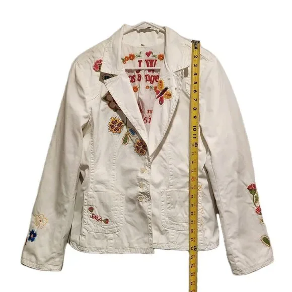 Johnny Was JWLA Floral Embroidered White 100% Cotton Jacket Size Large - Picture 3 of 15